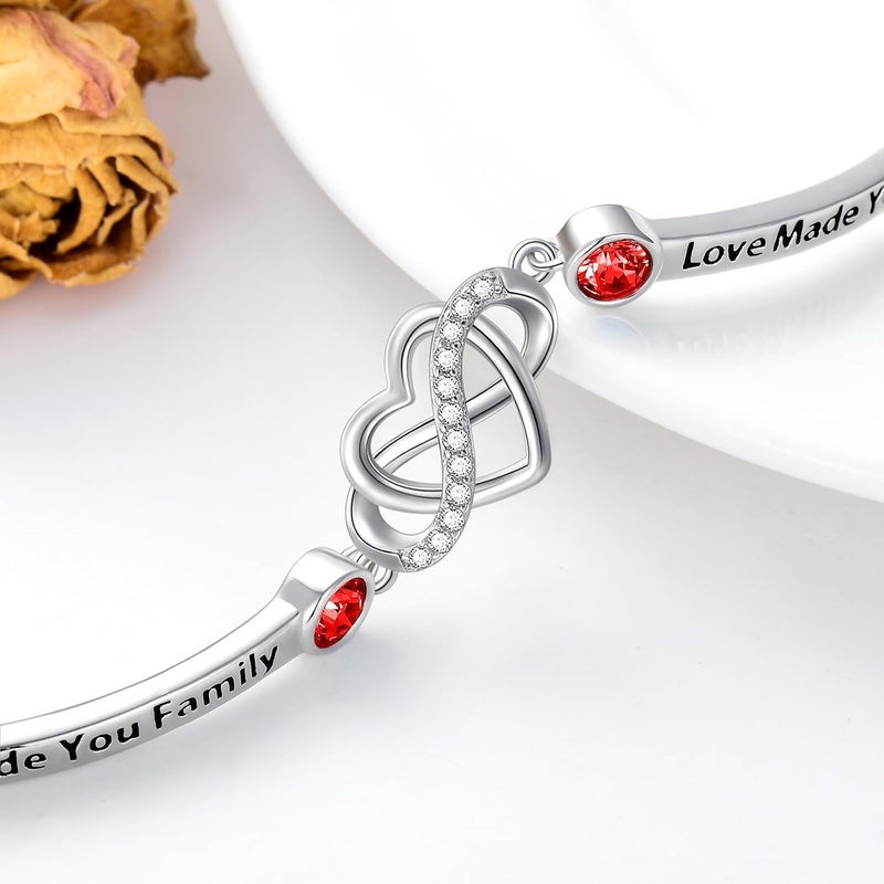 AOBOCO 925 Sterling Silver Adjustable Infinity Heart Bangle Bracelet for Sister Best Friend Daughter Mom Grandma Granddaughter Daughter in Law Godmother Goddaughter Stepmom Stepdaughter - Image 3